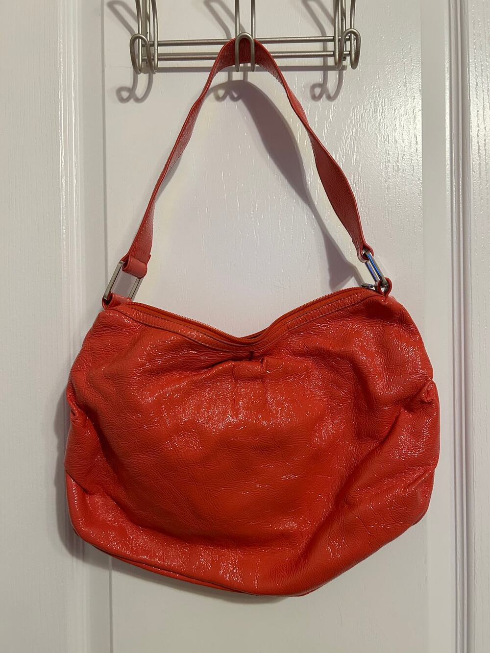 HOBO International Red Glazed Leather Slouchy Bag Jada